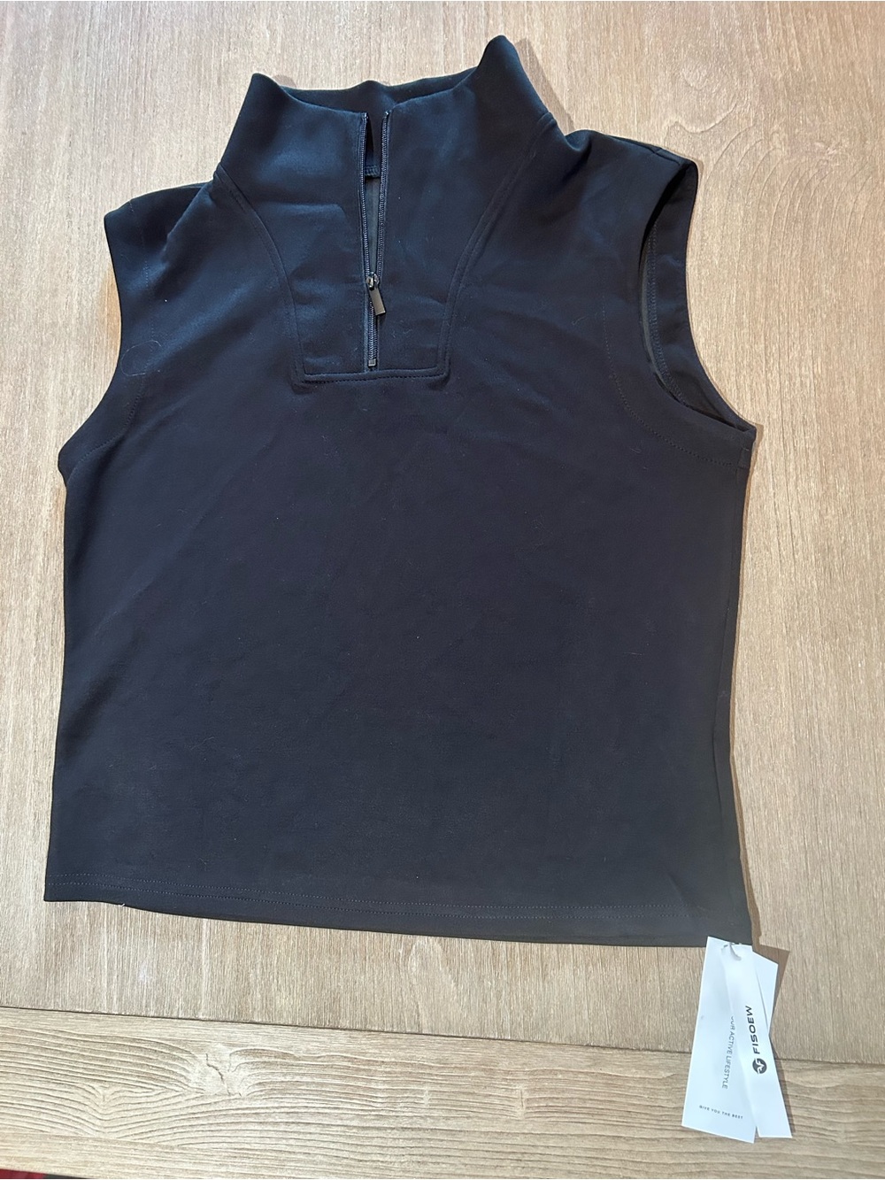 Women's Black Sleeveless Zip-Front Mock Neck Tank Top